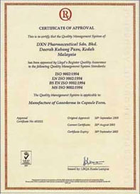 DXN Certificado ISO 9002